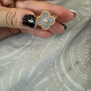 Van Cleef & Arpels Gold and Mother of Pearl Clover Ring